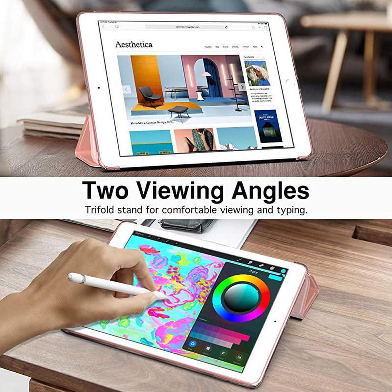 Alt view image 5 of 7 - Case Fit New iPad 8th Generation 102 2020 iPad 7th Gen 2019 iPad 102 Case with Stand Soft TPU Translucent Frosted Back Cover Slim Shell for iPad 102 inch Auto WakeSleepRose Gold