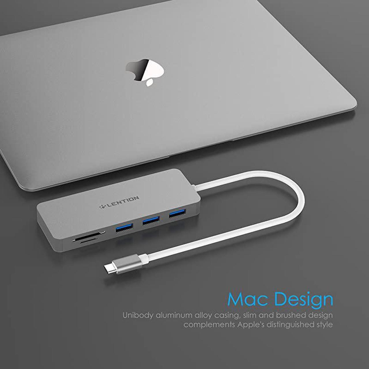 Alt view image 7 of 7 - USB C Hub with 3 USB 30 and SDMicro SD Card Reader Compatible 20202016 MacBook Pro 131516 New Mac AiriPad ProSurface ChromeBook More MultiPort Type C Adapter CBC15 Space Gray