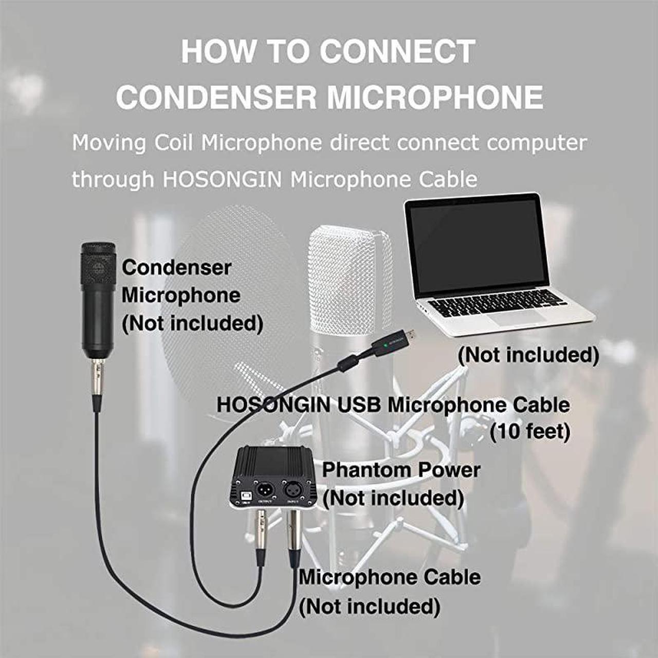 Alt view image 6 of 7 - USB Microphone Cable 10Ft  USB Male to XLR Female Mic Link Converter Cable Studio Audio Cable Connector Cords Adapter for Microphones or Recording