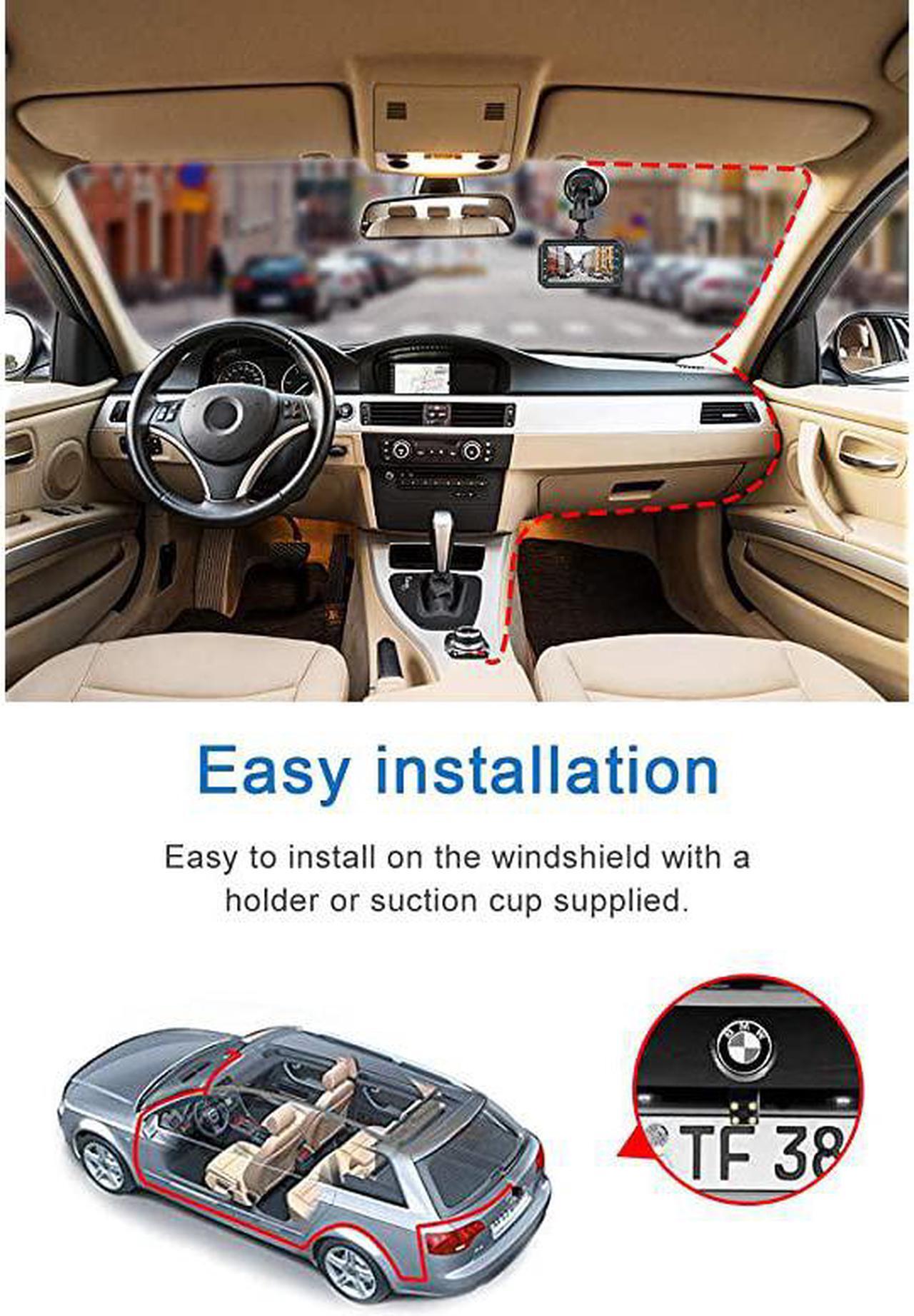 Alt view image 6 of 6 - Dash Cam Front and Rear  Dual Dash Cam 3 inch Dashboard Camera Full HD 170° Wide Angle Backup Camera with Night Vision WDR GSensor Parking Monitor Loop Recording Motion Detection