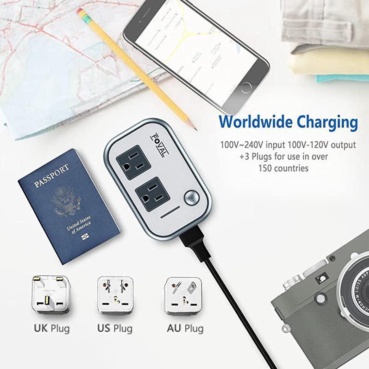 Alt view image 4 of 7 - Power Step Down 220V to 110V Voltage Converter with 4Port USB International Travel Adapter for UK European Etc Use for US appliances Overseas