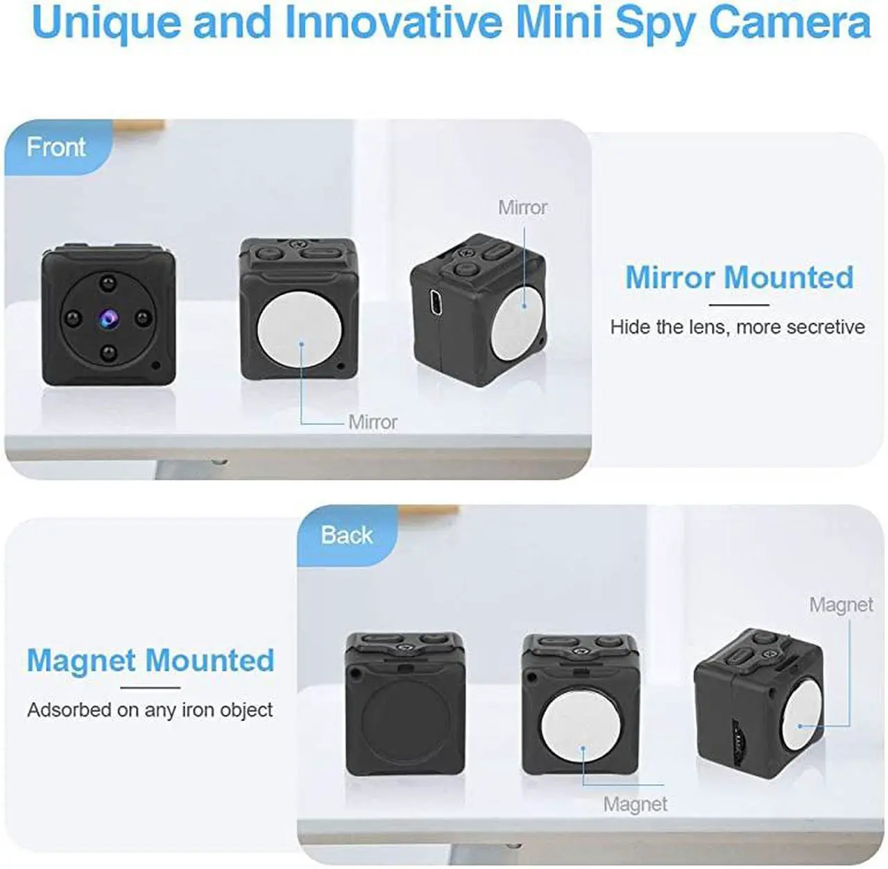 Alt view image 3 of 6 - Mini Spy Camera Wireless Hidden  Full HD 1080P Portable Small Covert Home Nanny Cam with Motion Detection and Night Vision IndoorOutdoor Micro Security Surveillance Hidden Camera