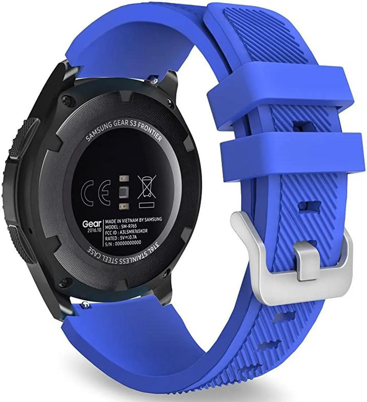 Main image of Band Compatible with Samsung Galaxy Watch 3 45mm/Gear S3 Frontier/Classic/Galaxy Watch 46mm/Huawei Watch GT2 Pro/GT 2e/GT 46mm/GT2 46mm/Ticwatch Pro 3, Silicone Strap Fit 22mm Band, Royal Blue