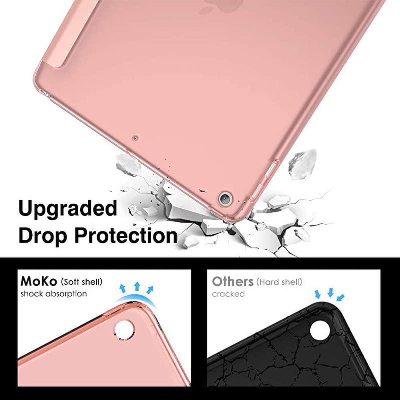 Alt view image 3 of 7 - Case Fit New iPad 8th Generation 102 2020 iPad 7th Gen 2019 iPad 102 Case with Stand Soft TPU Translucent Frosted Back Cover Slim Shell for iPad 102 inch Auto WakeSleepRose Gold
