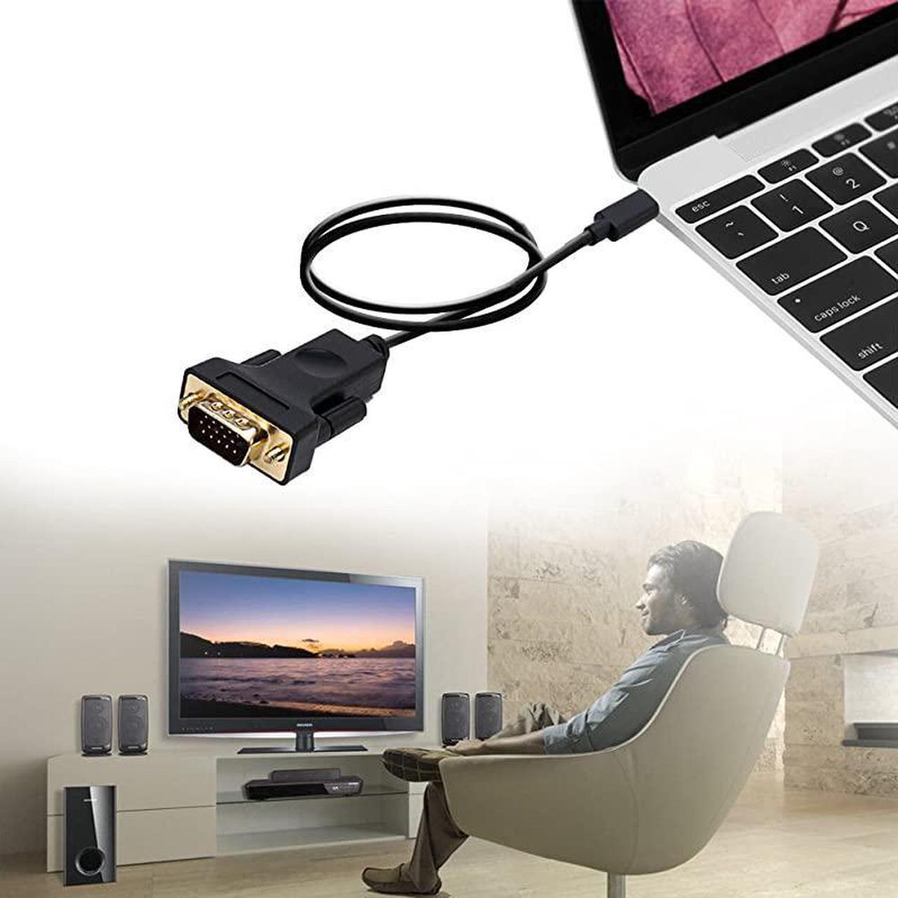 Alt view image 6 of 7 - USBC To VGA Thunderbolt 3 Type C to VGA Male Converter Adapter Cable 18M