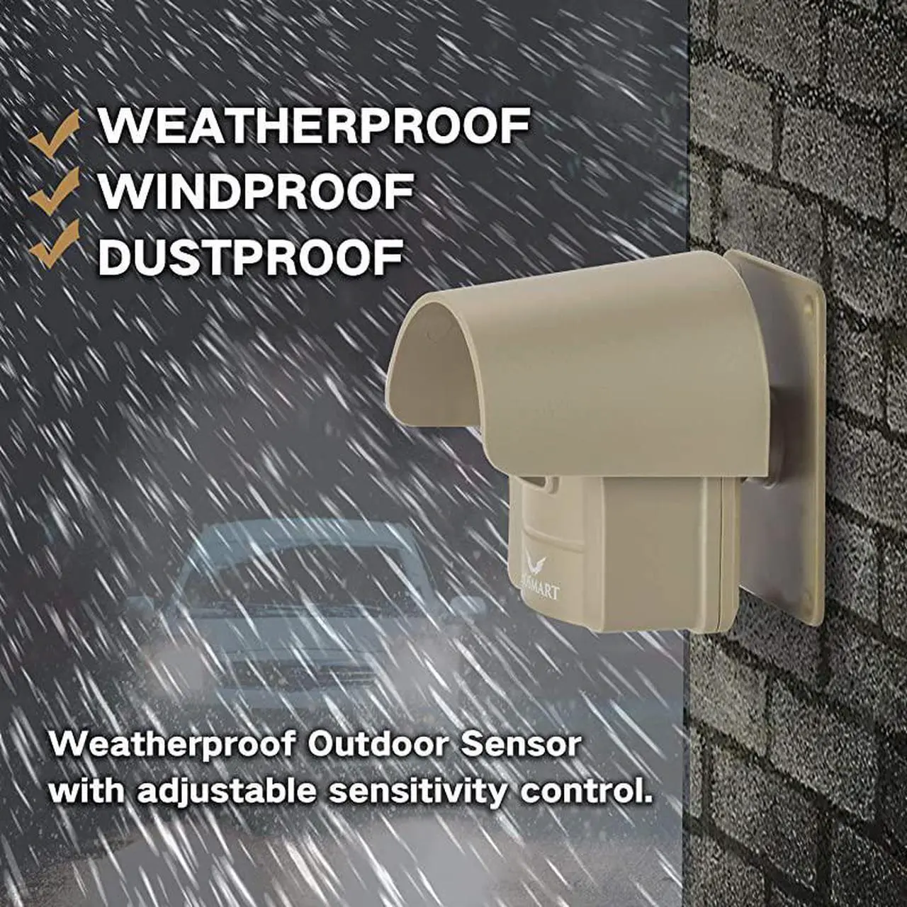 Alt view image 6 of 6 - Mile Hosmart Rechargable Driveway Alarm Wireless Sensor System Driveway Sensor Alert System Weatherproof Security Outdoor Motion Sensor Detector