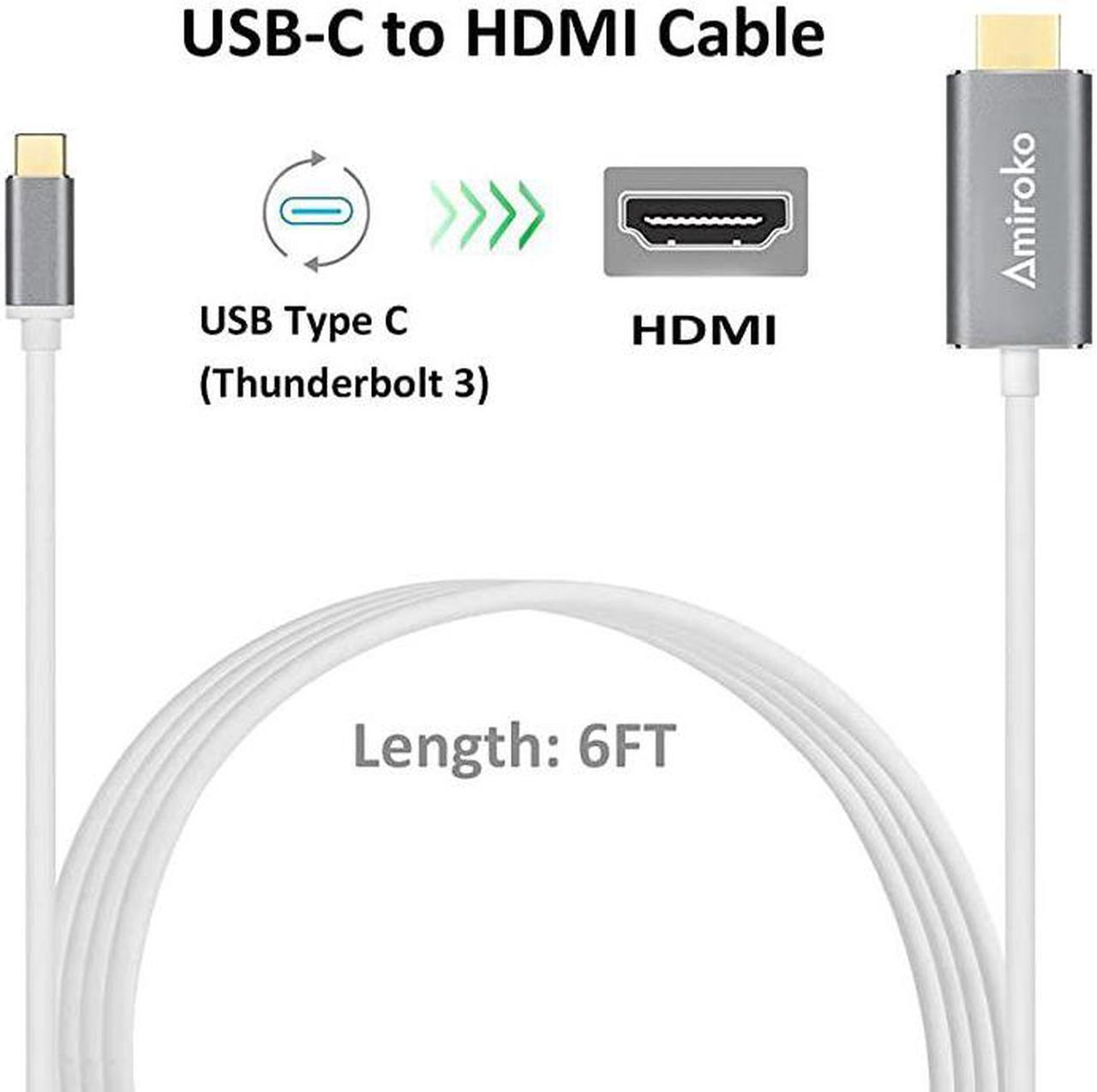 Alt view image 4 of 7 - USB C to HDMI Cable 6FT  USB 31 Type C Thunderbolt 3 Compatible to HDMI Adapter 4K Cable for MacBook MacBook Pro Dell XPS 1315 Galaxy S8Note 8 etc to HDTV Monitor Projector Gray