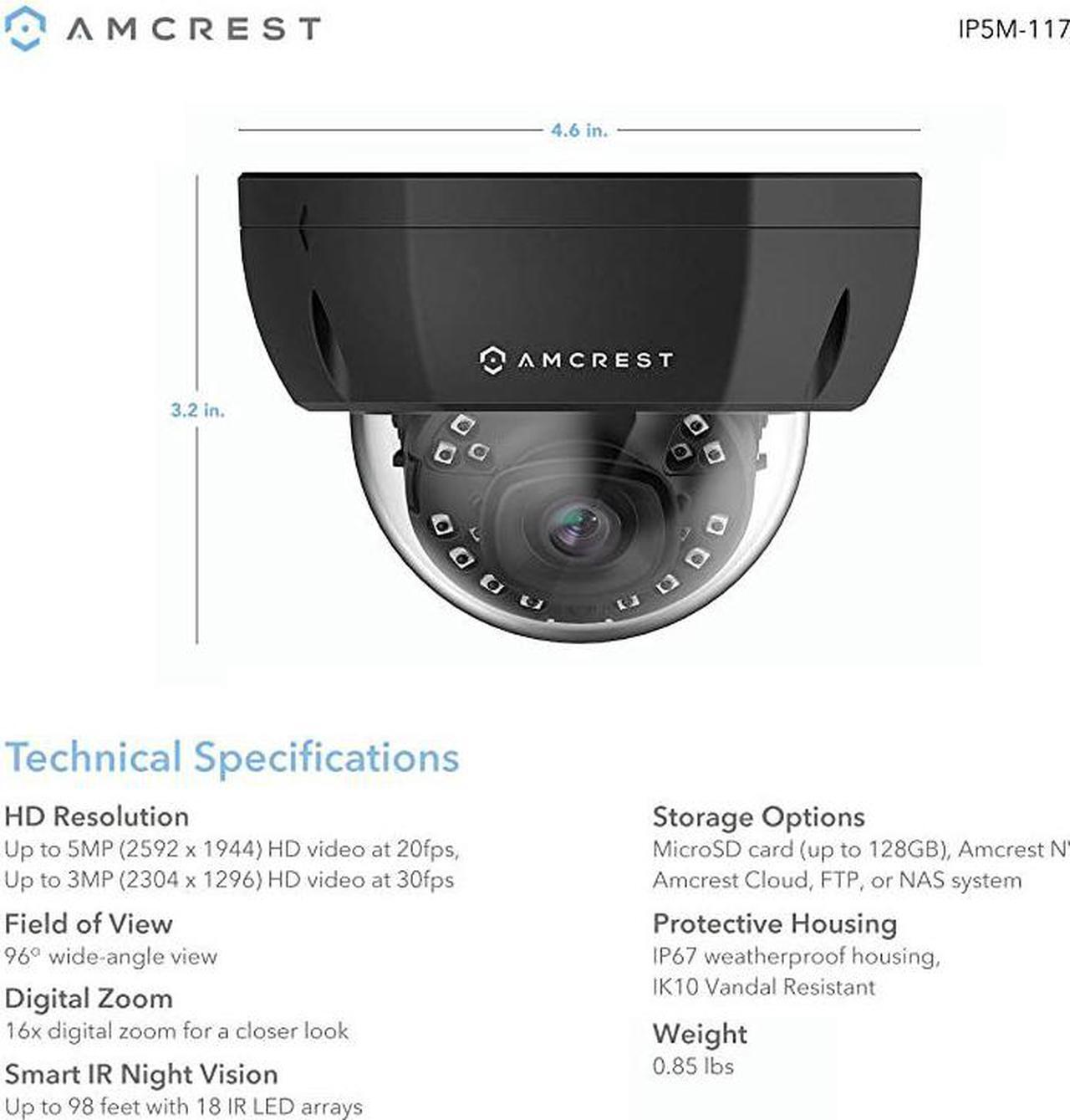 Alt view image 5 of 6 - 5MP Outdoor PoE IP Camera UltraHD Security Camera 36mm Lens IP67 Weatherproof Security Cloud and MicroSD Recording IP5M1176EW36MM White