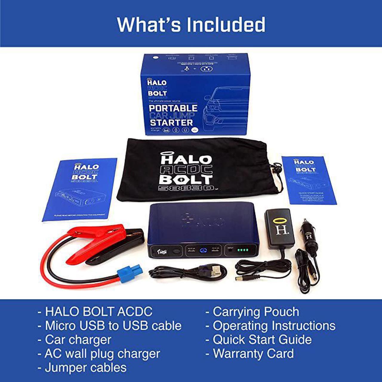 Alt view image 7 of 7 - Bolt 58830 mWh Portable Phone Laptop Charger Car Jump Starter with AC Outlet and Car Charger Wood Grain