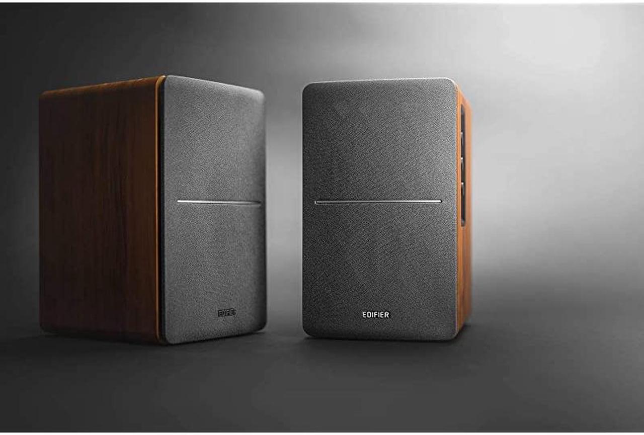 Alt view image 7 of 7 - R1280DB Powered Bluetooth Bookshelf Speakers Optical Input Wireless Studio Monitors 4 Inch Near Field Speaker 42w RMS Wood Grain
