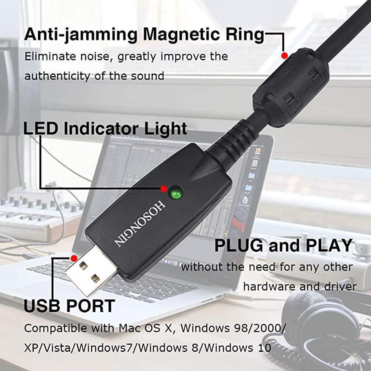 Alt view image 3 of 7 - USB Microphone Cable 10Ft  USB Male to XLR Female Mic Link Converter Cable Studio Audio Cable Connector Cords Adapter for Microphones or Recording