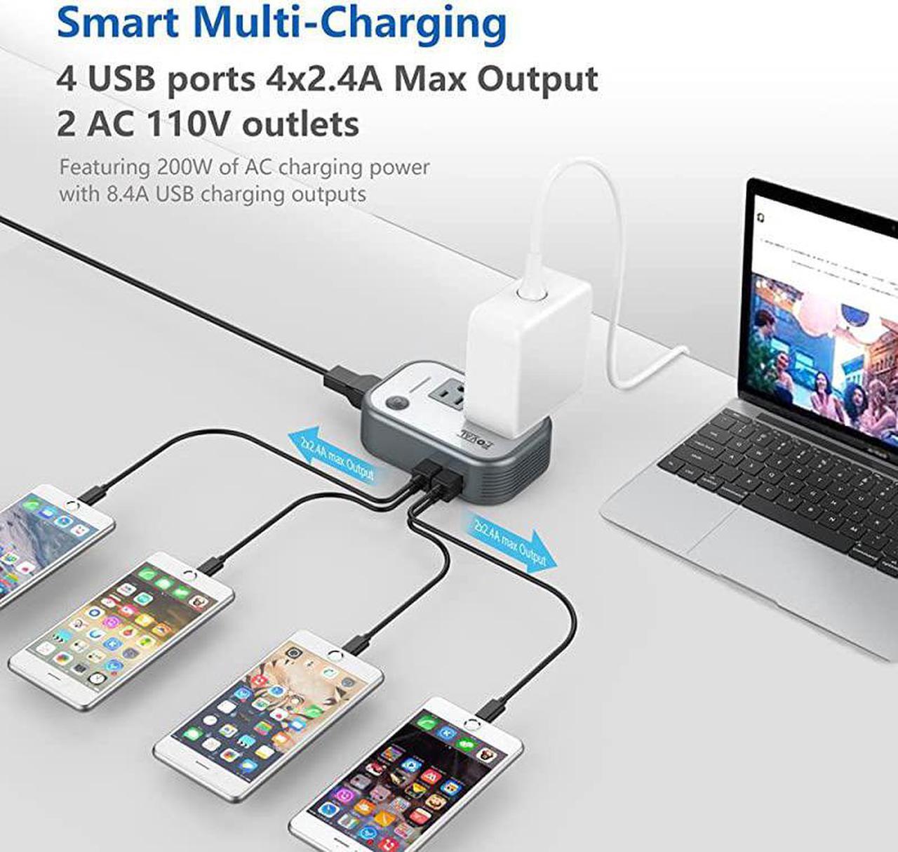 Alt view image 3 of 7 - Power Step Down 220V to 110V Voltage Converter with 4Port USB International Travel Adapter for UK European Etc Use for US appliances Overseas