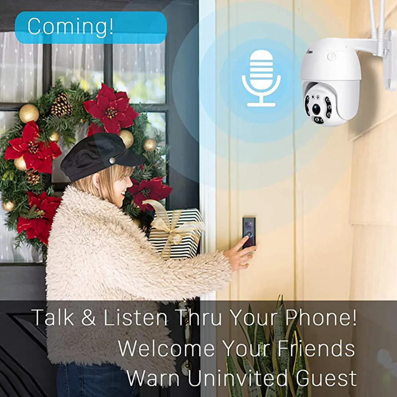 Alt view image 4 of 6 - Tilt Outdoor Security Camera 1080P Home WiFi IP Camera Tilt Dome Surveillance Cam Two Way Audio Motion Detection Clear Night Vision Onvif Waterproof CCTV Camera Support Max 128G SD