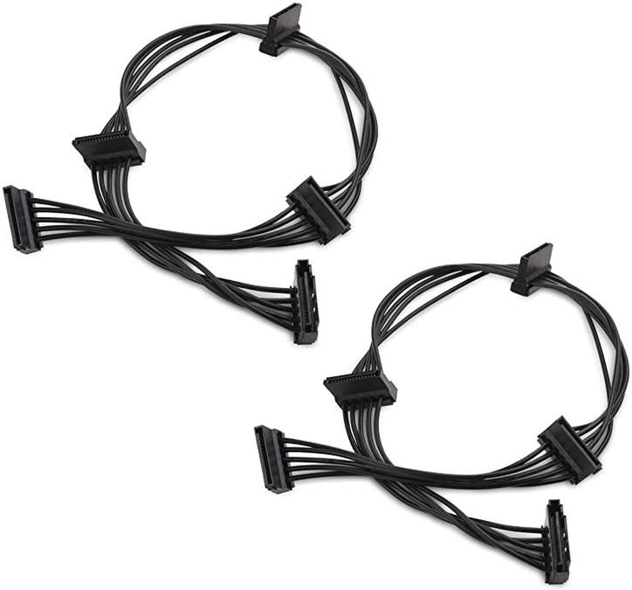 2Pack 15 Pin SATA to 4 SATA Power Splitter 18 Inches