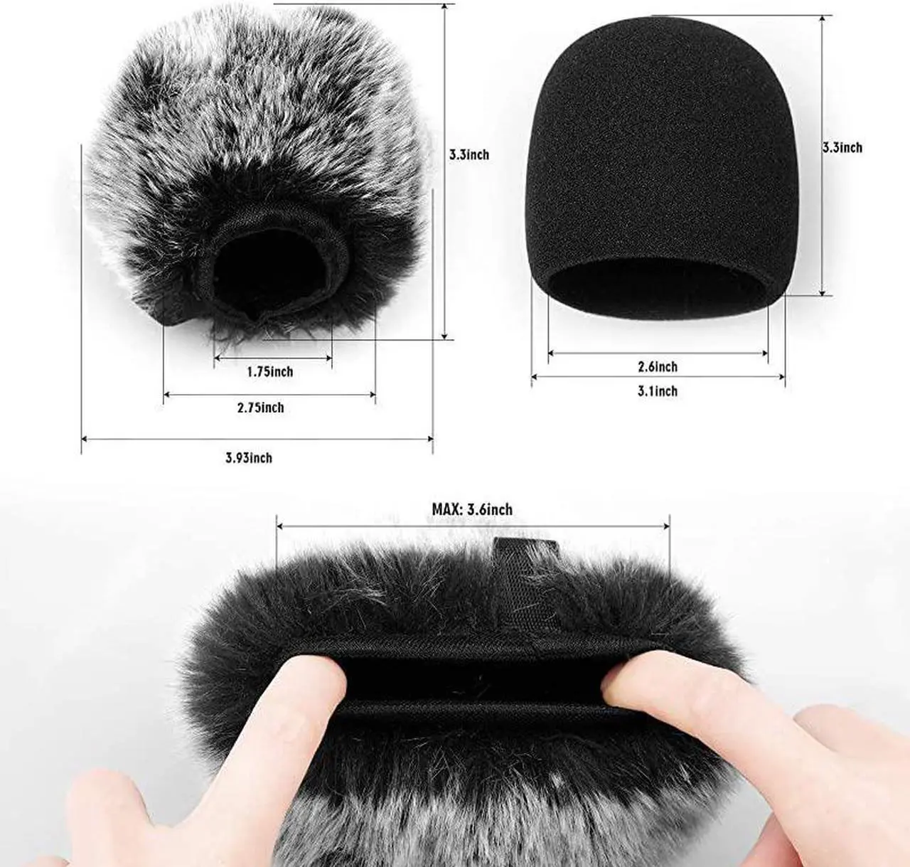 Alt view image 2 of 5 - Microphone Cover with Pop Filter 3 in 1 Mic Furry Windscreen Microphone Foam Cover Pop Filter Compatible with Blue Yeti and Yeti Pro Condenser by  Combo 3Pack