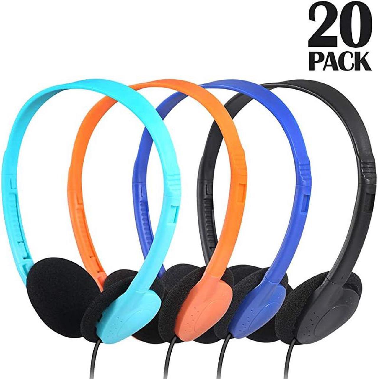 Main image of Classroom Headphones for Kids in Bulk Multi Colored 20 Pack Wholesale Over Ear Student Head Phones Perfect for Schools Libraries Computer Lab Testing Centers Museums Hotels 20Pack