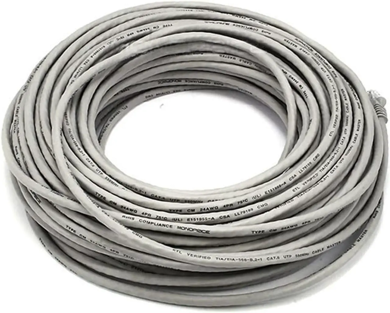 Alt view image 9 of 18 - Monoprice Cat5e Ethernet Patch Cable - 100 Feet - Gray | Network Internet Cord - RJ45, Stranded, 350Mhz, UTP, Pure Bare Copper Wire, 24AWG