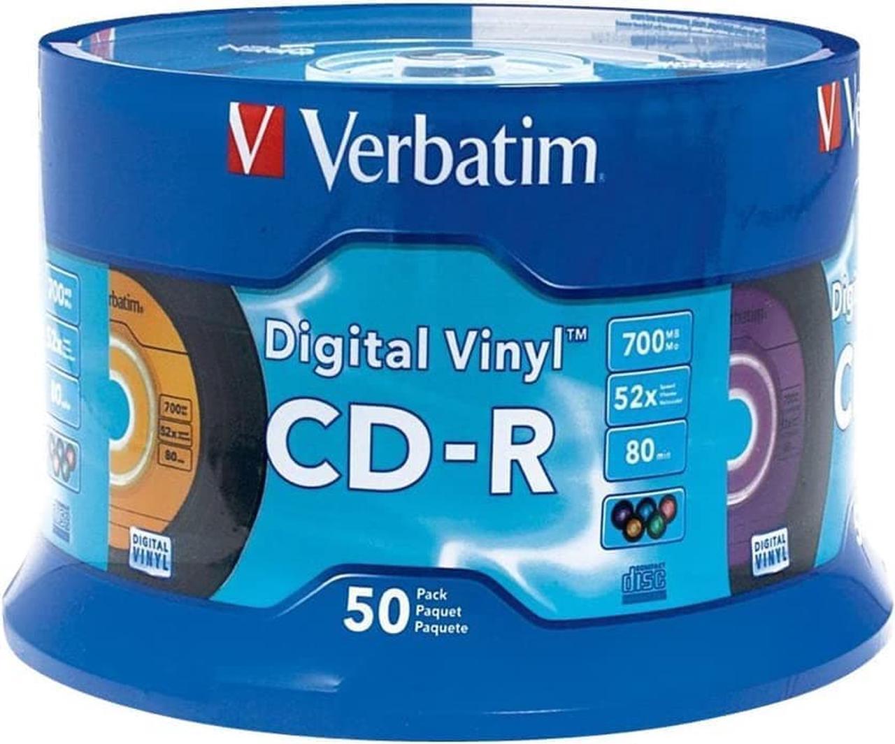 VERBATIM CD-R 80min 52X with Digital Vinyl Surface - 50pk Spindle - 50 Discs- Spindle, BLUE (94587)