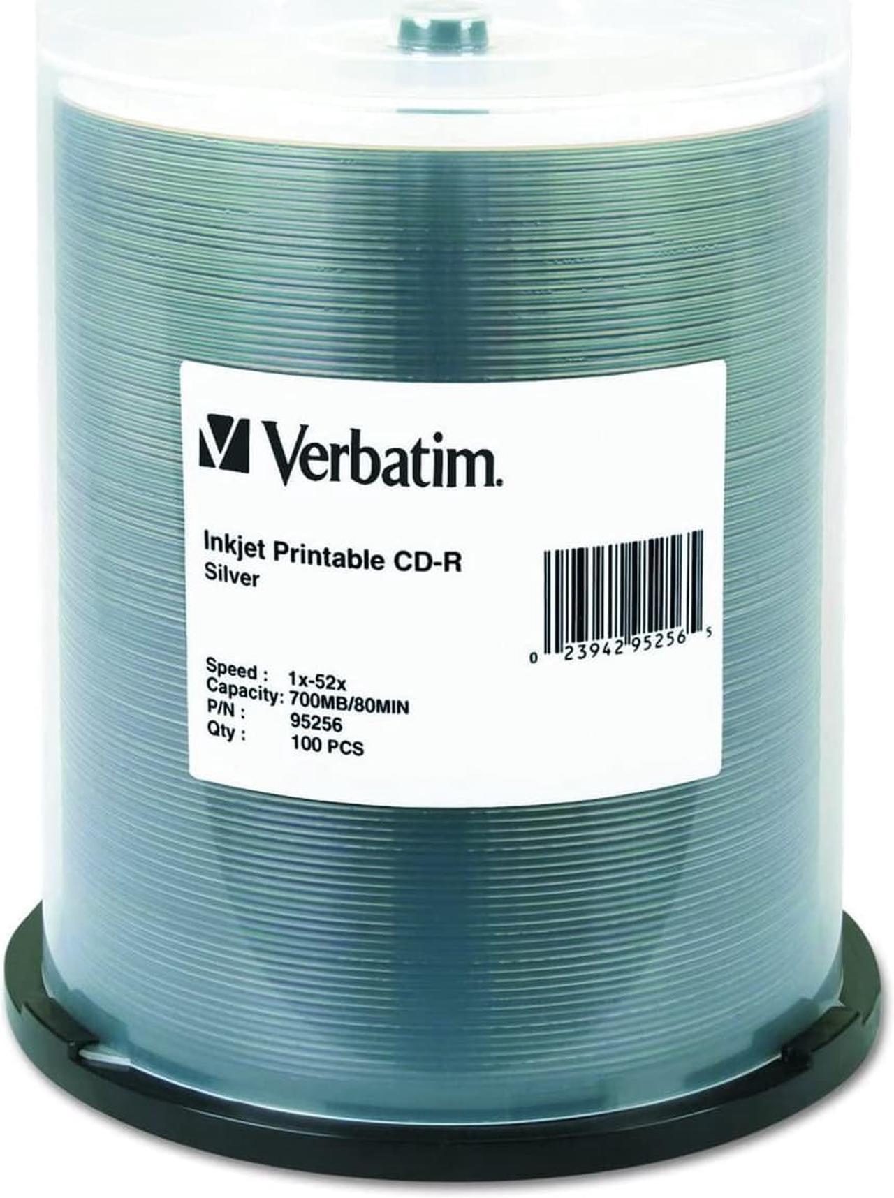 Verbatim CD-R 700MB 52X Silver Inkjet Printable Recordable Media Disc - 100pk Spindle