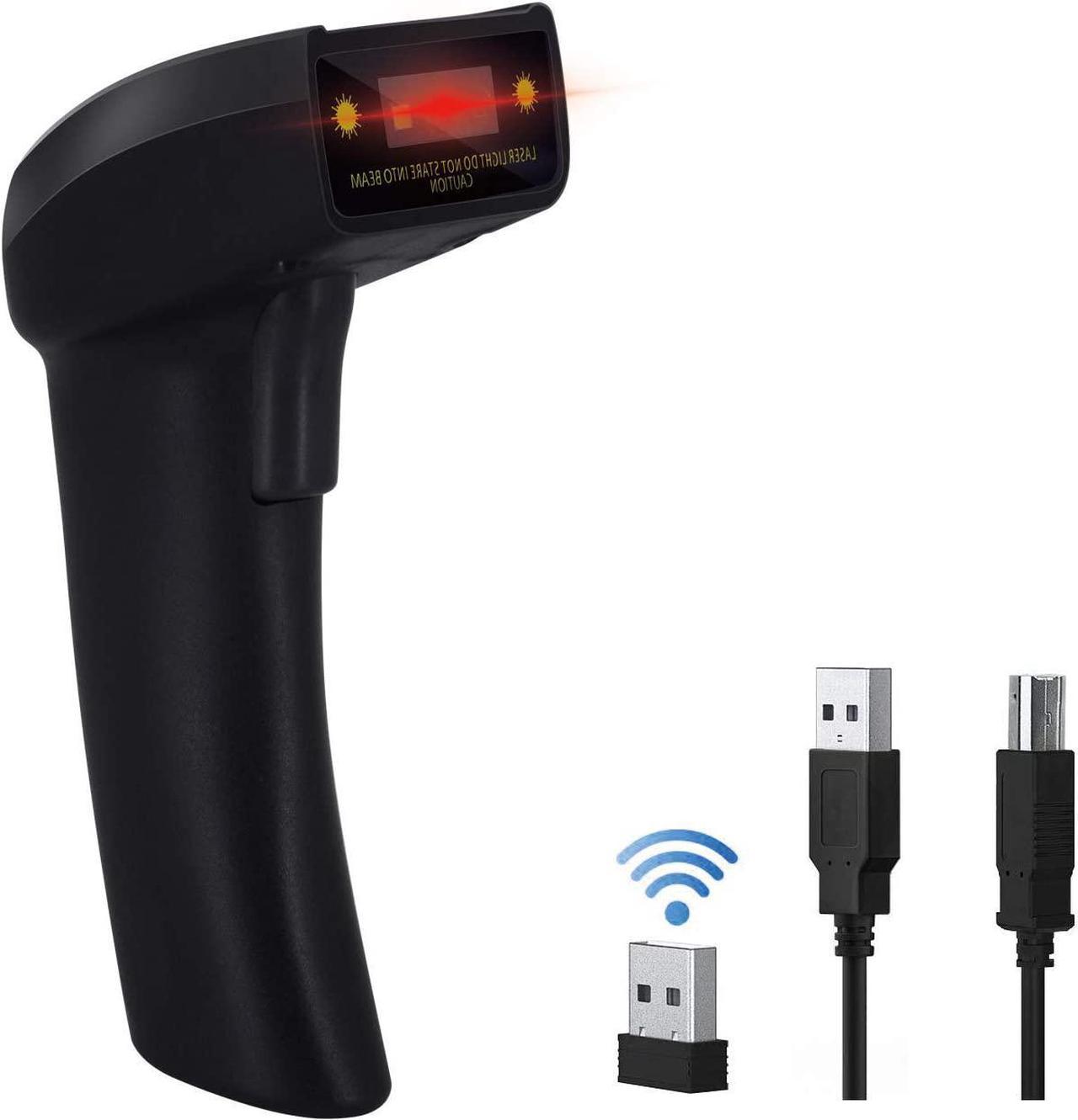 2D Wireless QR Barcode Scanner,Alacrity 1D and 2D Barcode Scanner (2-in-1 2.4GHz Wireless & USB 2.0 Wired) Handheld Bar Code Reader with USB Dongle and Cable Black