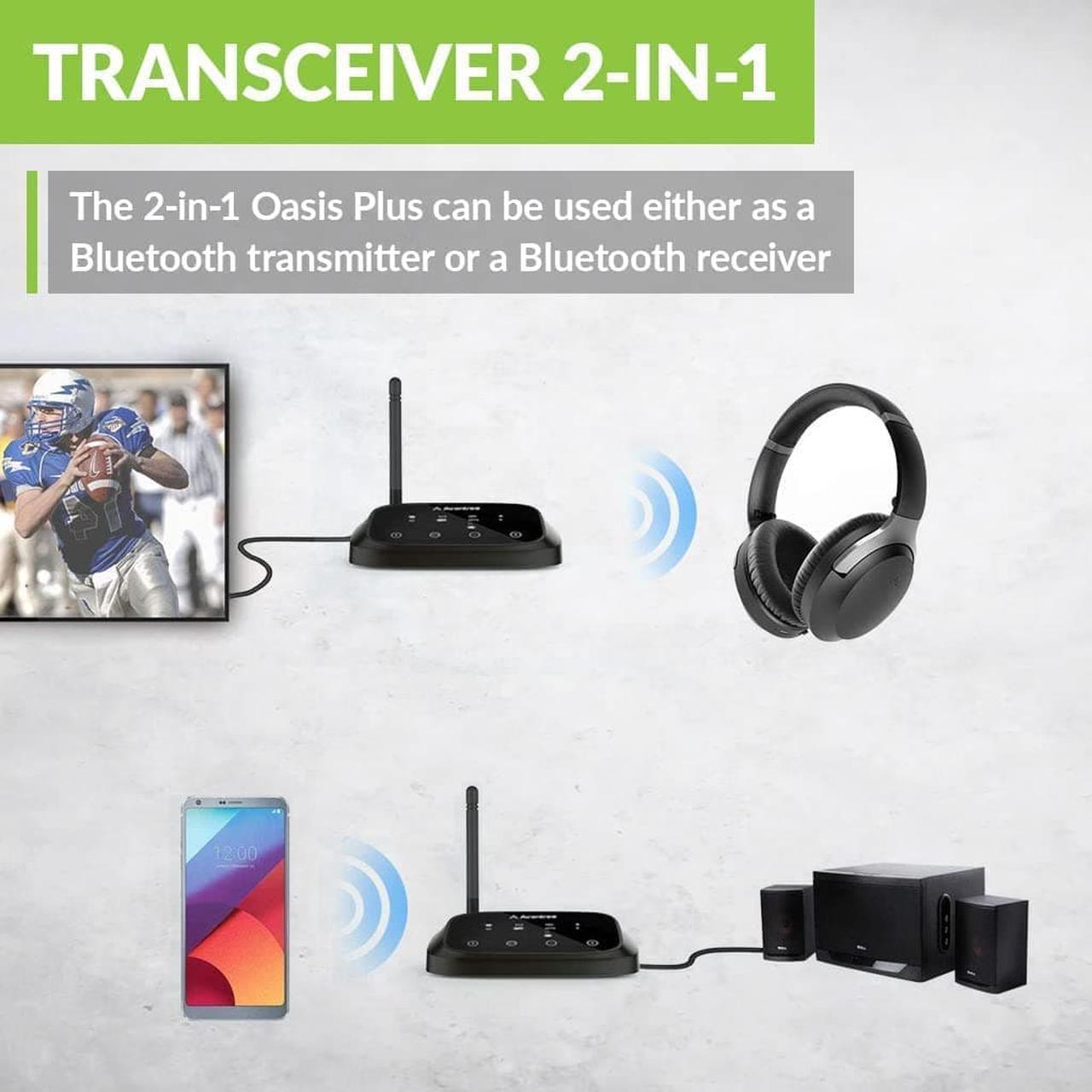 Alt view image 3 of 7 - Avantree Oasis Plus Bluetooth Transmitter & Receiver for TV, Easy to Install, Soundbar PassThrough, aptX Low Latency & HD Audio Adapter for 2 Headphones