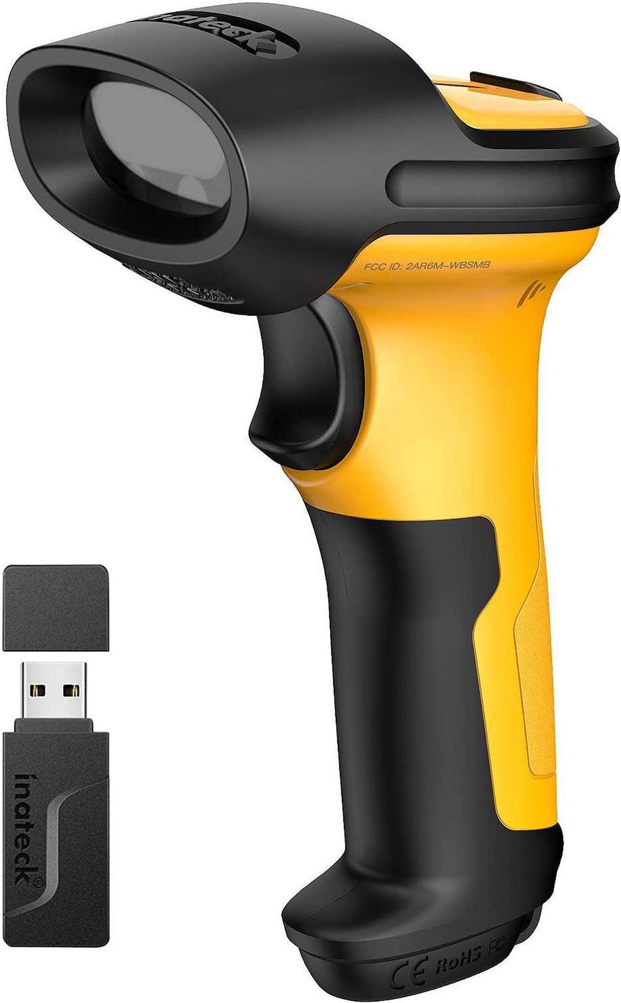 Inateck Barcode Scanner, Wireless Scanner, 2.4 GHz Adapter, 2600mAh Battery, 60M Range, Automatic Scanning, P6