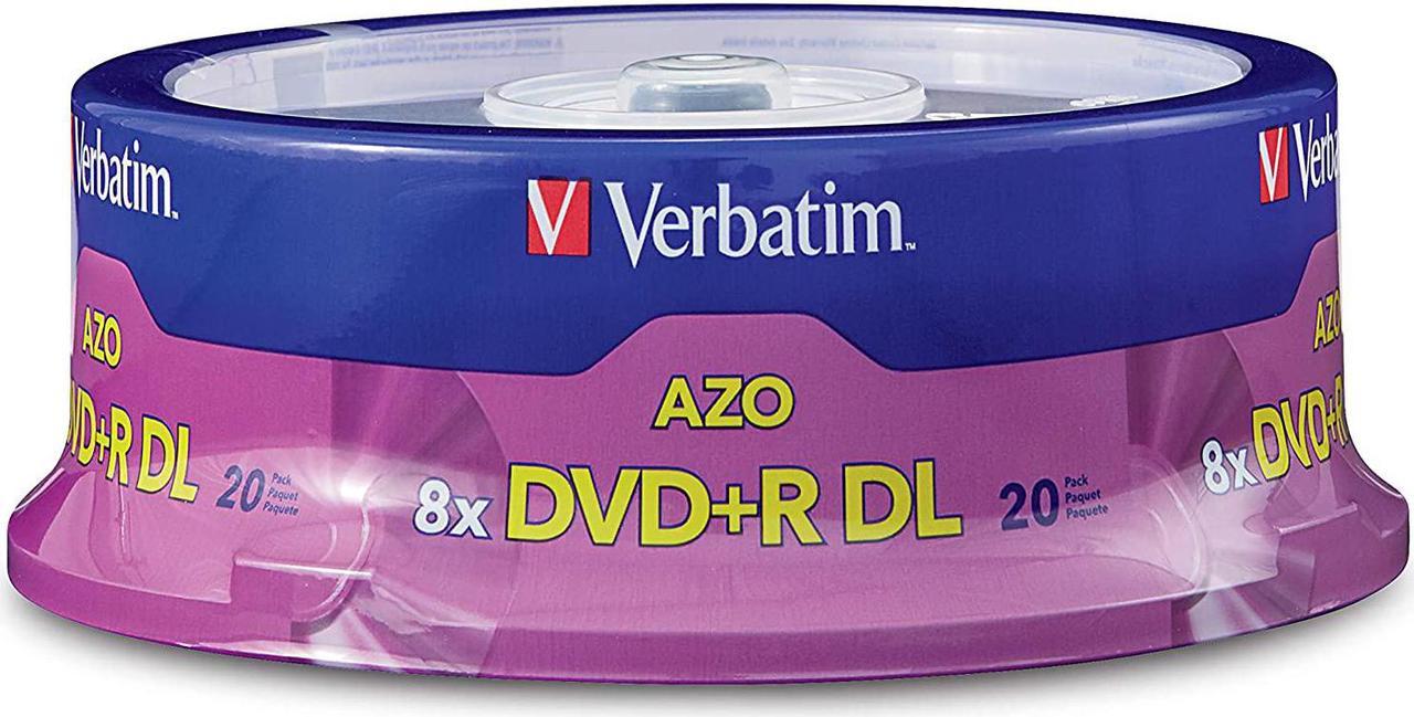 Verbatim DVD+R DL 8.5GB 8X with Branded Surface - 20pk Spindle