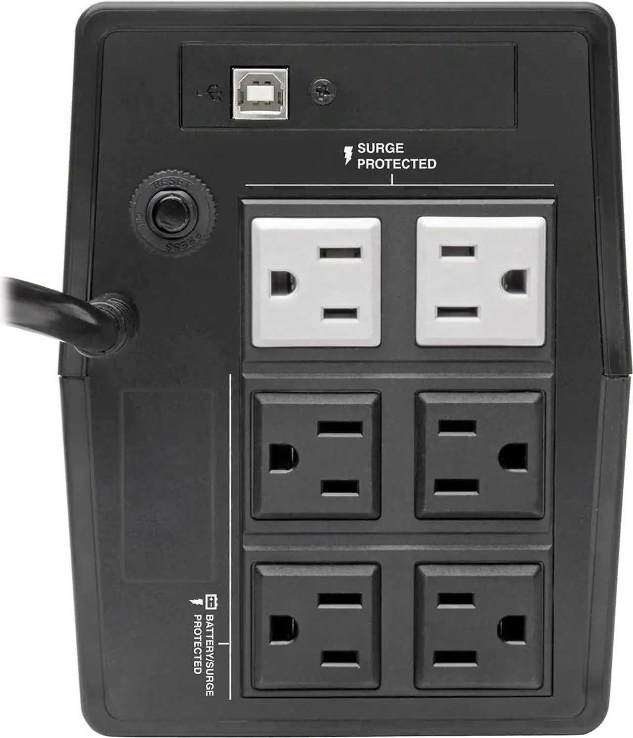 Alt view image 2 of 5 - Tripp Lite UPS 600VA Battery Backup Uninterruptible Power Supply, 6 Outlets, Surge Protector, AVR, Basic Standby UPS for PC Computer Wi-fi Router & TV, 2-Year Warranty & $100,000 Insurance (BC600TU)