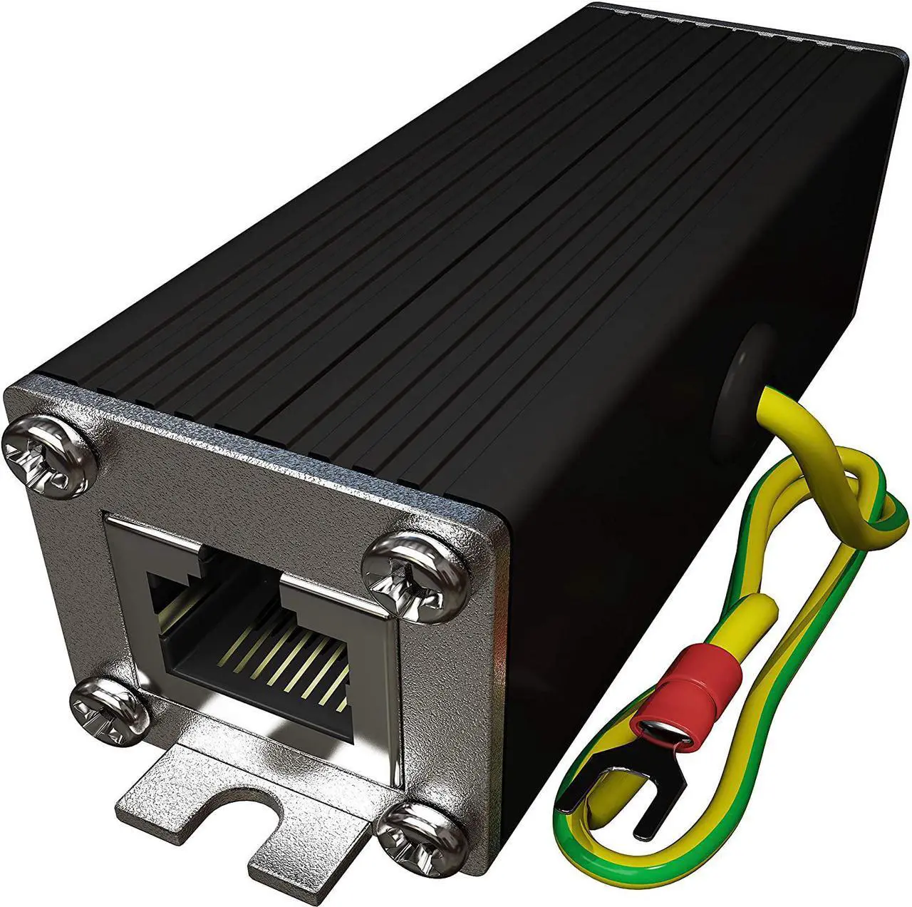 Alt view image 2 of 5 - Surge Protector (2 Pack) Gigabit PoE++ (154W/3.2A) Mounting Flange (Gas Discharge Tube) Metal Shielded RJ45 Lightning Suppressor LAN Network CAT5/CAT6 Thunder Arrestor 1000 Mbps Tupavco TP302