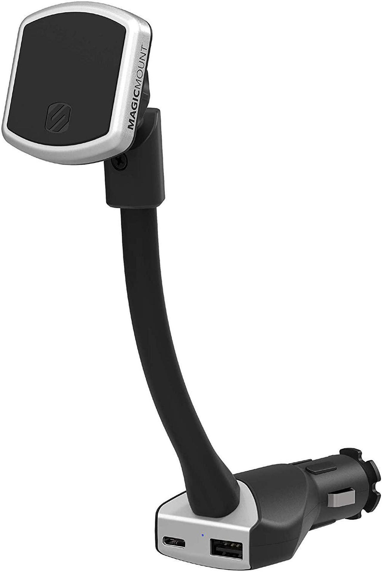 Main image of Scosche MP12VPD2-XTSP MagicMount Pro Magnetic Phone/GPS Car Mount 30W Dual Port Type-C + Type-A Cell Phone Charger, Cigarette Lighter Phone Holder, Compatible with Apple iPhone & More, Black/Silver