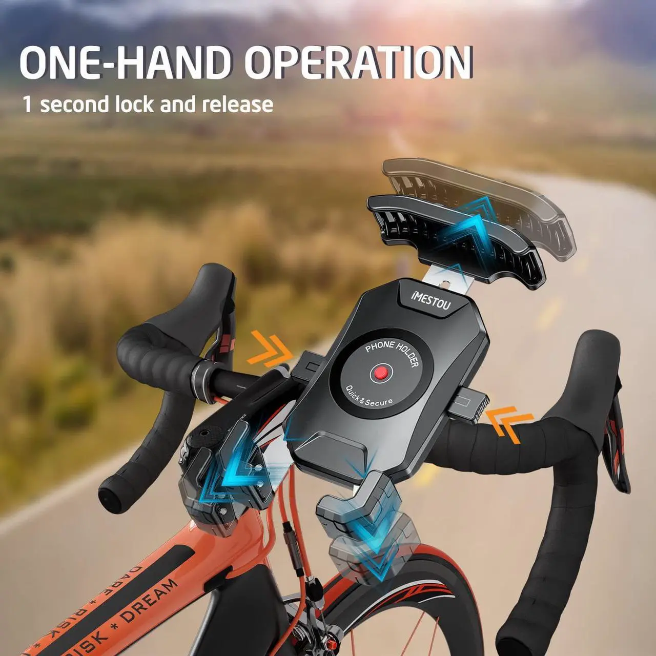 Alt view image 5 of 7 - iMESTOU Anti-Theft Motorcycle Phone Mount Bike 1 Ball Phone Holder Handlebar Double Socket Arm Cellphone Holder with Aluminum 1" Ball Base 360 Rotation Universal for 4.0-7.0 Inch Smartphones