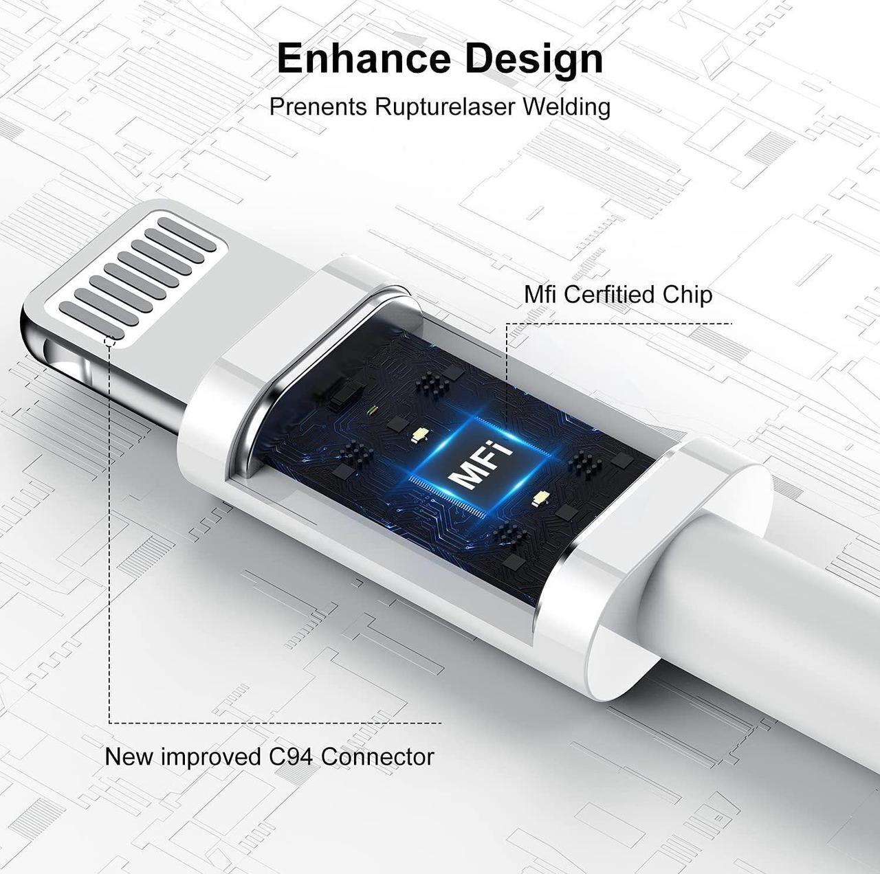 Alt view image 2 of 7 - Long iPhone 12 13 14 Fast Charger Cable 10ft [Apple MFi Certified] USB C to Lightning Cable Type C Port Support Apple Charging Cord for iPhone 14 Pro/14/13 Pro/12 Pro Max/12 Mini/11 Pro/XS/XR/iPad.