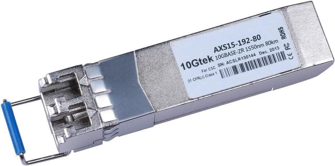 10GBase-ZR SFP+ Transceiver, 10G 1550nm SMF, up to 80 km, Compatible with  SFP-10G-ZR, Meraki, Ubiquiti UniFi, Mikrotik, Netgear, D-Link, Supermicro, TP-Link, Broadcom, Linksys and More.