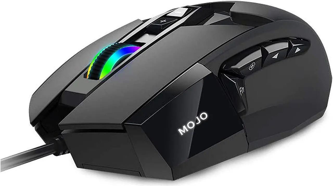 Alt view image 2 of 5 - MOJO Pro Performance Silent Gaming Mouse - Wired Gaming Mouse w/ 9 Programmable Buttons including Sniper (rapid fire) key, 12000 DPI, 1000 Hz, Force Adjustable Buttons, Custom Gamer Profiles, and more