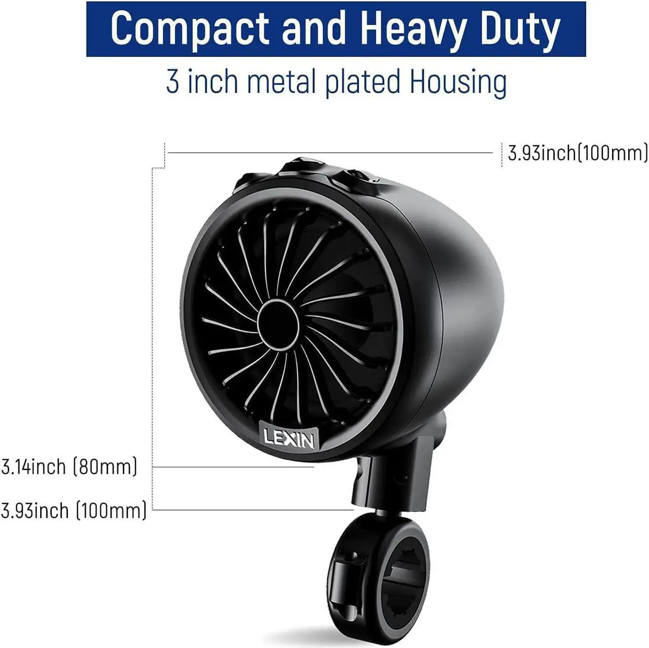 Alt view image 6 of 7 - Q3 Motorcycle Speakers Bluetooth Waterproof, 3" Full Range Handlebar Audio Systems for Harley with Stereo/Bass Sound, Turning Light, Bluetooth V5.1, FM Radio, Fits ATVs/UTVs, Black