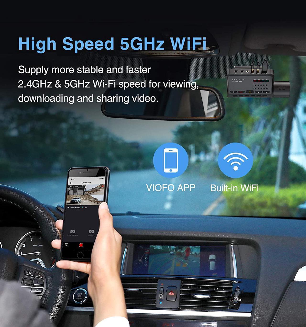 Alt view image 4 of 7 - Dash Cam Front and Rear 1440P+1080P Dual Channel Car Dash Camera w/WiFi, GPS, Anti-Glare Filter, Super Night Vision, Supercapacitor, Parking Monitor, G-Sensor, Support 256GB Storage  A139 2CH