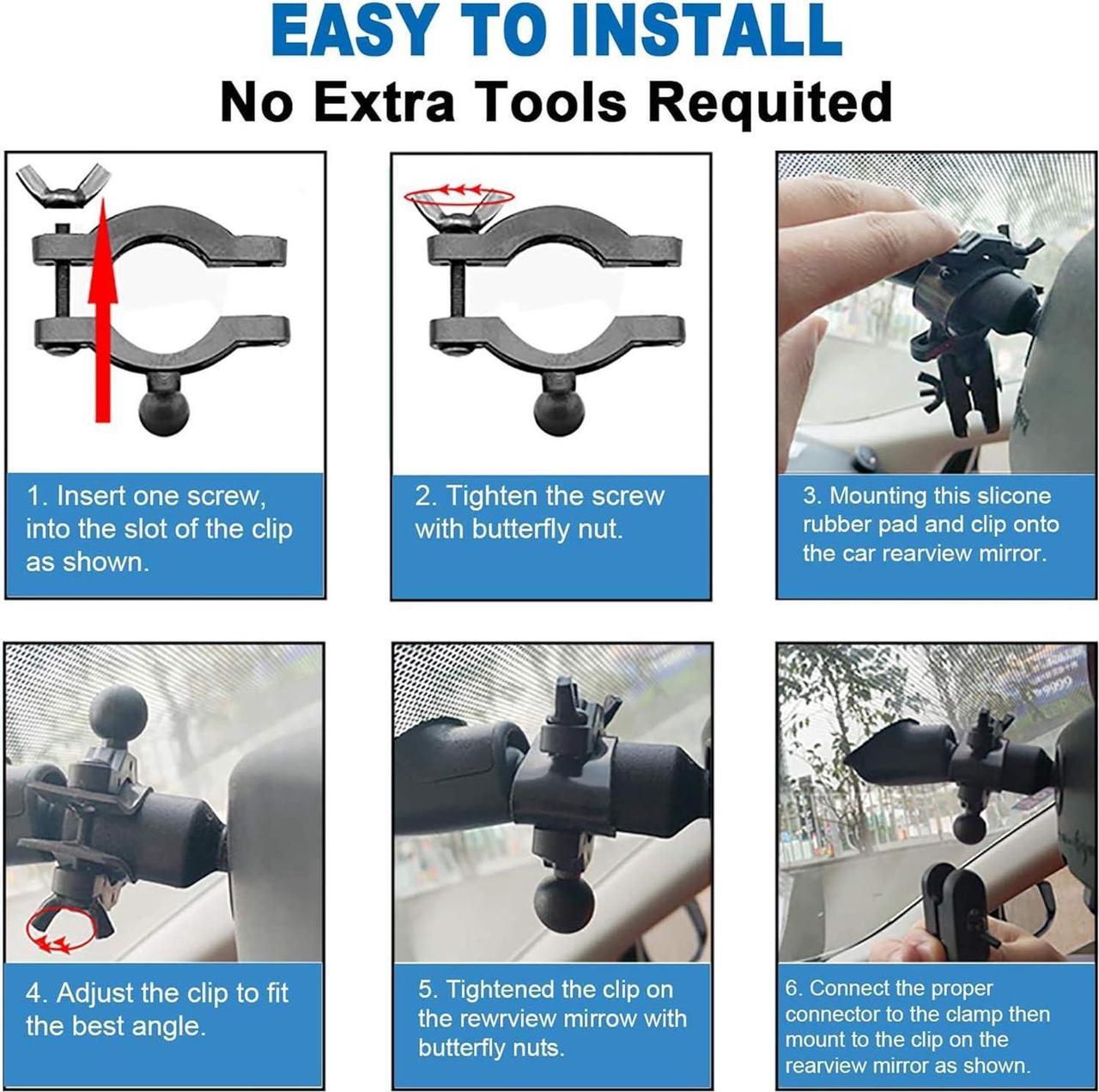 Alt view image 7 of 7 - Dash Cam Mount, Universal Dash Camera Rear View Mirror Mount Holder Kit for YI, , APEMAN, Anker Roav, Aukey, CHORTAU, , Old Shark, KDLINKS X1, E-ACE, Peztio and Most Other Dash Cam