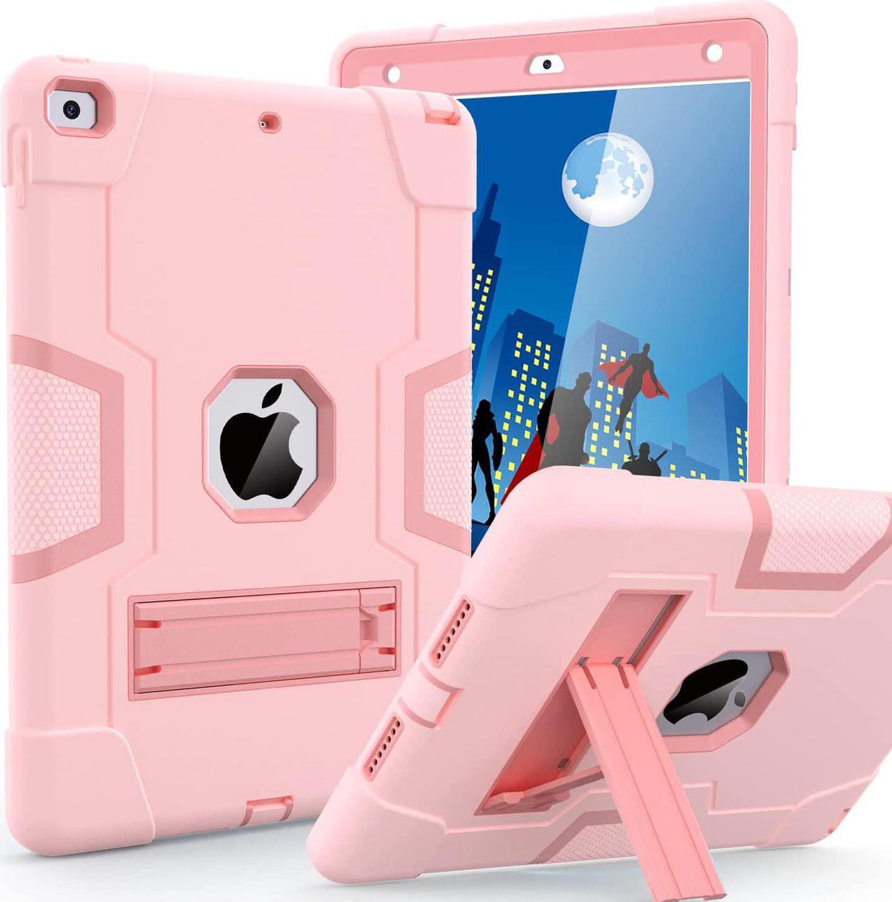 Case for ipad 9th Generation/iPad 8th Generation/iPad 7th Generation, Slim Heavy Duty Shockproof Rugged Protective Case with Built-in Stand for iPad 10.2 inch 2021/2020/2019, Rose Gold