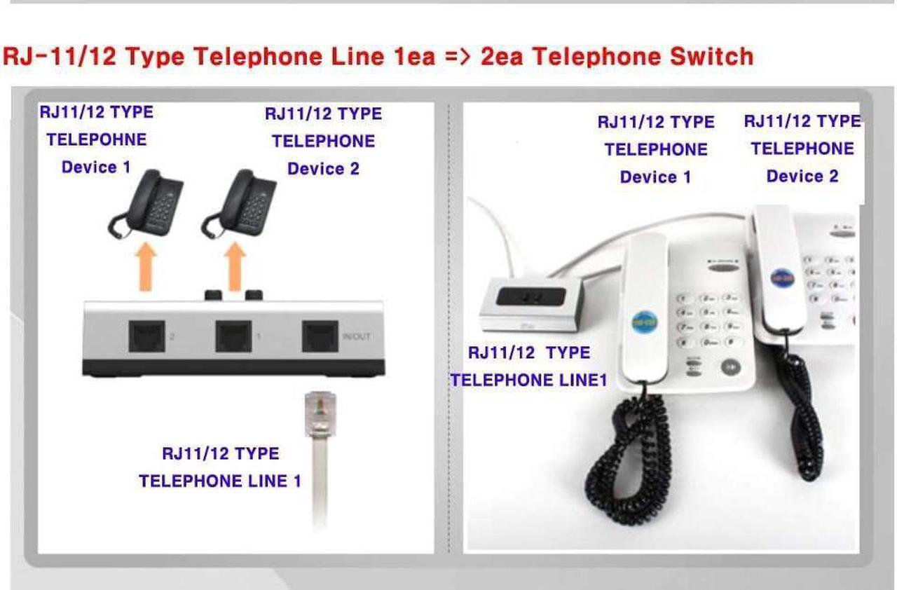 Alt view image 3 of 4 - 2PORT RJ11 RJ12 Manual Sharing Telephone Switch Box Phone selector