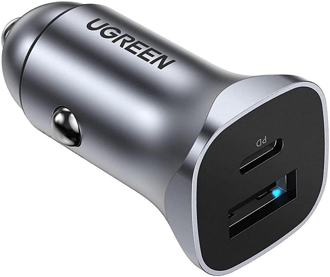 UGREEN USB C Car Charger Fast Charging PD 20W - USB Car Charger Adapter QC3.0, Cigarette Lighter Adapter Compatible with iPhone 13/12/11/X/8/iPad, Galaxy S21/S20/Note 20/S10, Pixel 5/4/3, LG V50/V40