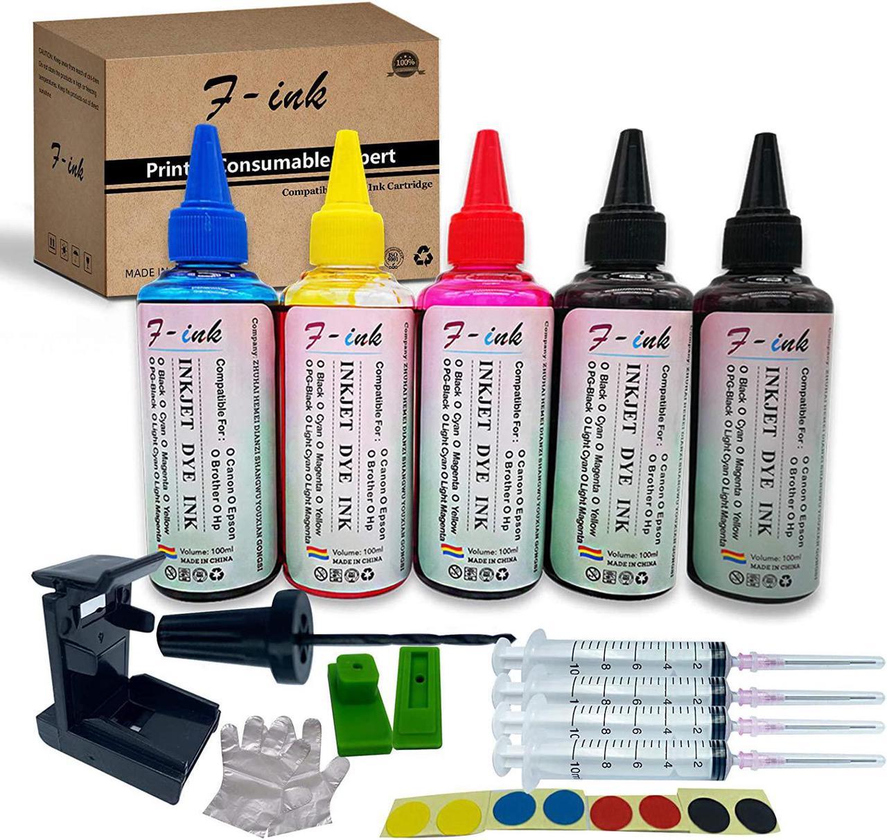 F-ink 500ml Ink Refill Kits Compatible with Hp Inkjet 64 and 64XL Ink Cartridges,Work with Envy Photo 6220 6230 6232 6252 6255 6258 7120 7130 7132 7155 7158 7164 7820 7830 7855 7858 7864 Printer