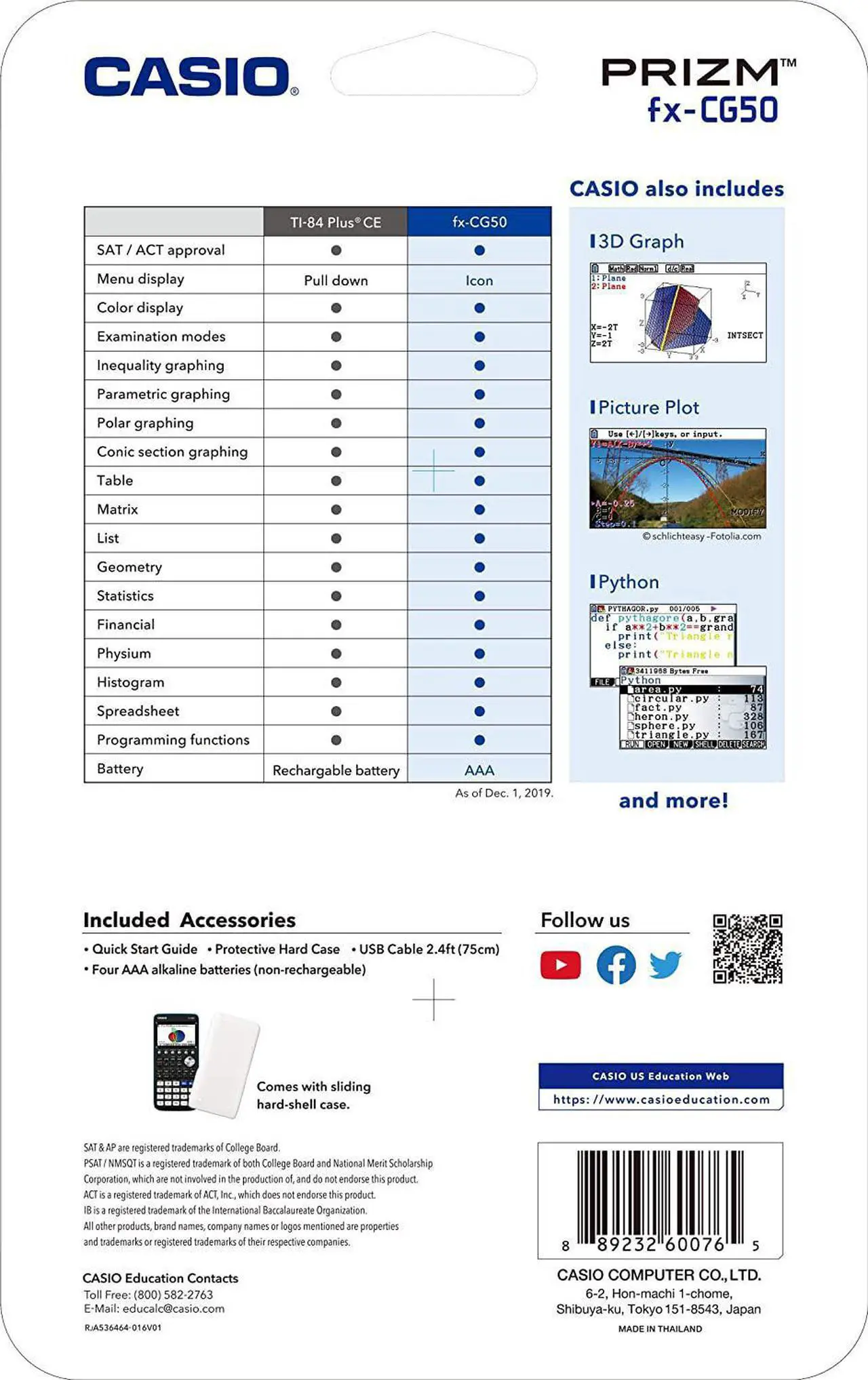 Alt view image 16 of 20 - Casio FX-CG50 Prizm Graph Calculator Black