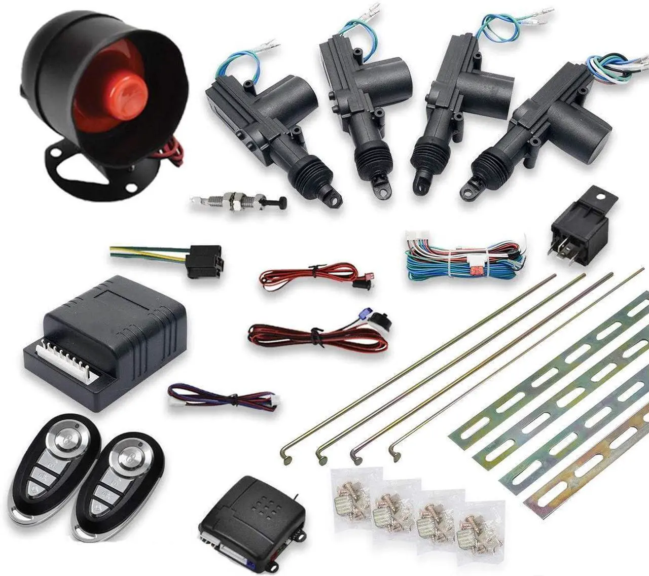 Main image of Car Remote Central Locking Kit - MASO 4 Doors Keyless Entry System + Anti-Theft Alarm Immobiliser System with Shock Sensor Universal Fits for All Car