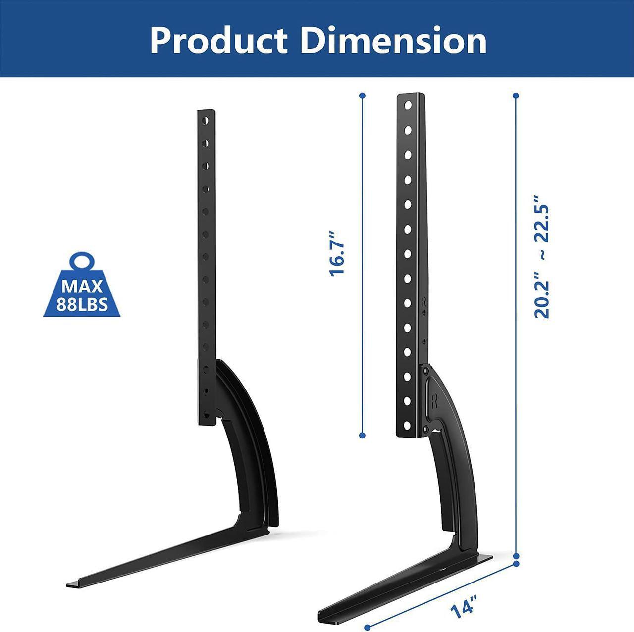 Alt view image 4 of 7 - Rfiver Universal Table Top TV Stand Base TV Legs with Height Adjustment fits Most 32-55 Inch LCD LED Flat Screen TVs, Max VESA 800x400 mm, Mount Holds up to 88 lbs, Black