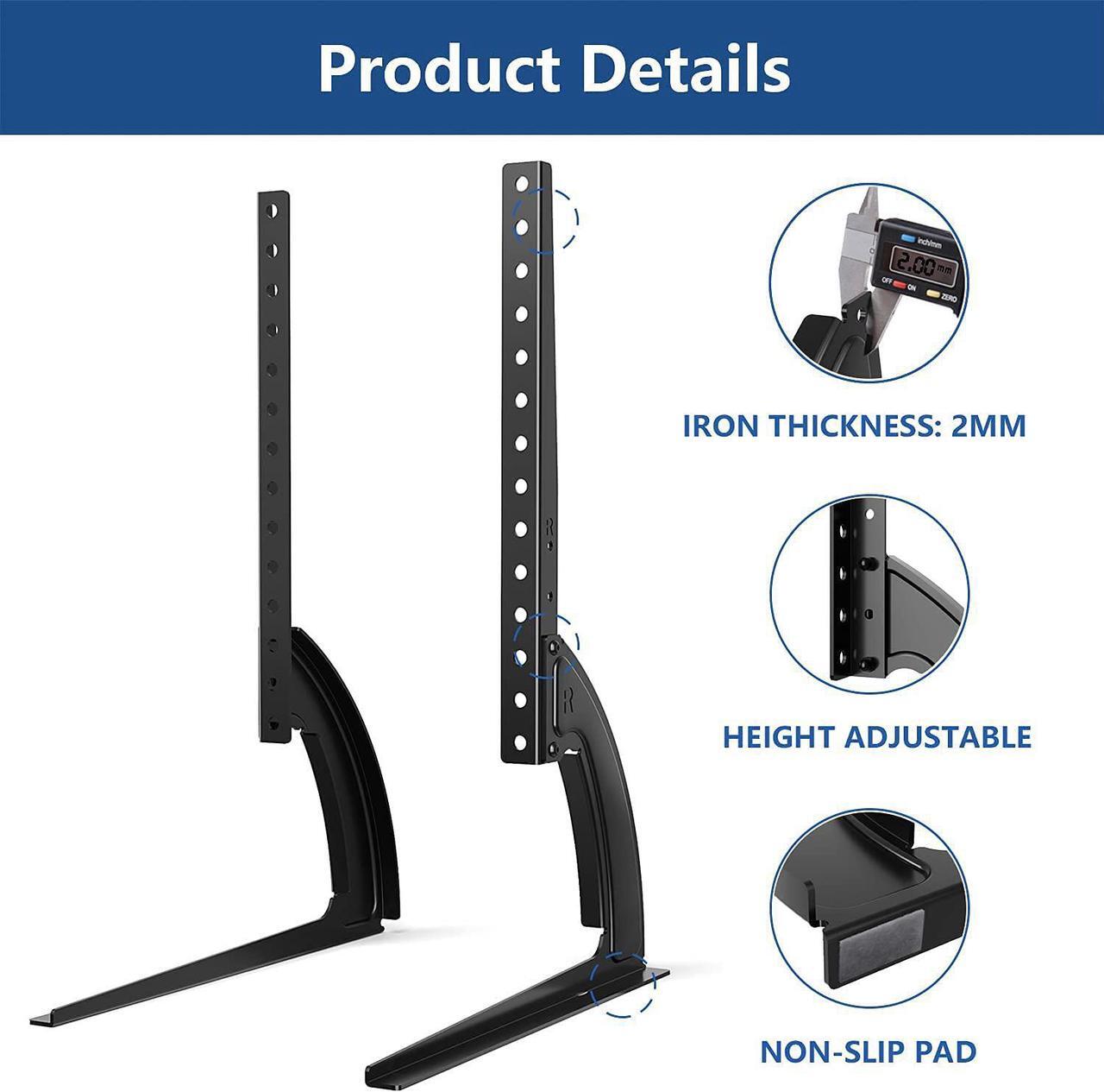 Alt view image 5 of 7 - Rfiver Universal Table Top TV Stand Base TV Legs with Height Adjustment fits Most 32-55 Inch LCD LED Flat Screen TVs, Max VESA 800x400 mm, Mount Holds up to 88 lbs, Black