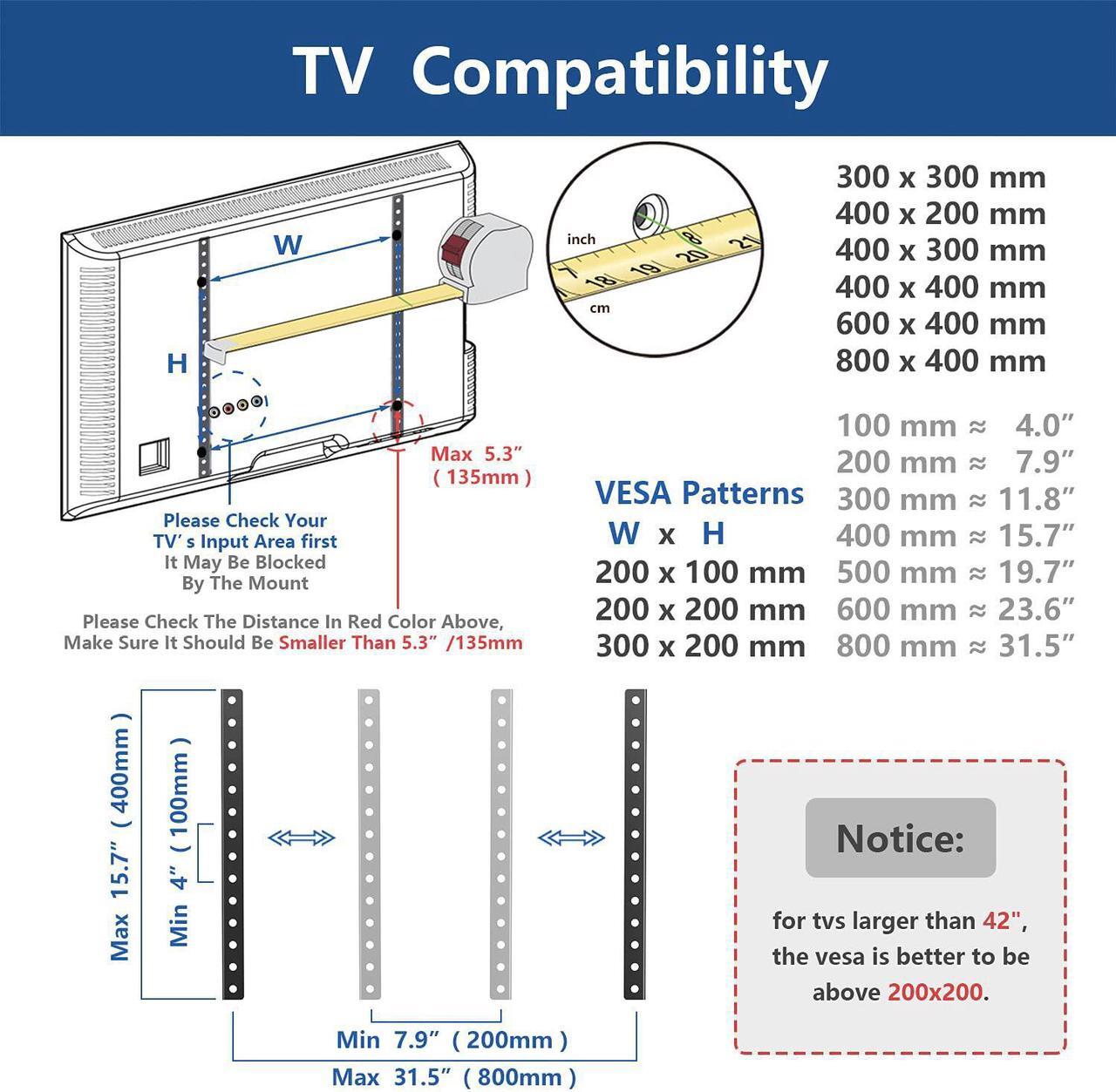 Alt view image 7 of 7 - Rfiver Universal Table Top TV Stand Base TV Legs with Height Adjustment fits Most 32-55 Inch LCD LED Flat Screen TVs, Max VESA 800x400 mm, Mount Holds up to 88 lbs, Black