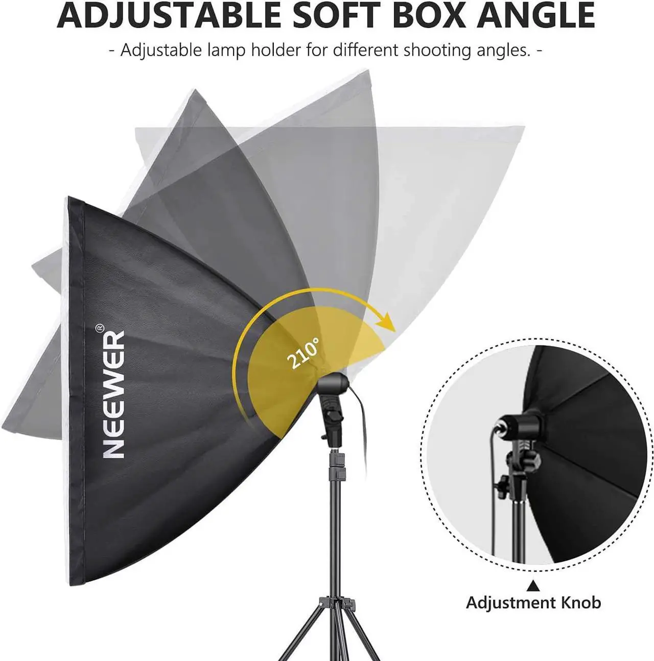 Alt view image 2 of 7 - NEEWER 700W Equivalent Softbox Lighting Kit, 2Pack 5500K CFL Lighting Bulbs, 24x24 inches Softboxes with E27 Socket, Photography Continuous Lighting Kit Photo Studio Equipment