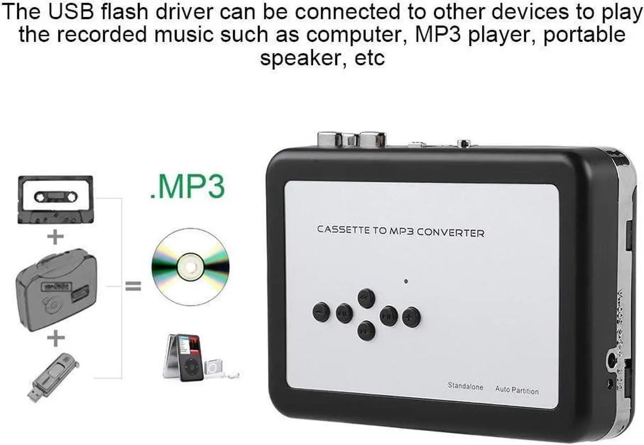 Alt view image 6 of 7 - Cassette to MP3 Converter Portable ABS Tape Player to MP3 Converter USB Flash Drive Capture Audio Music Player for