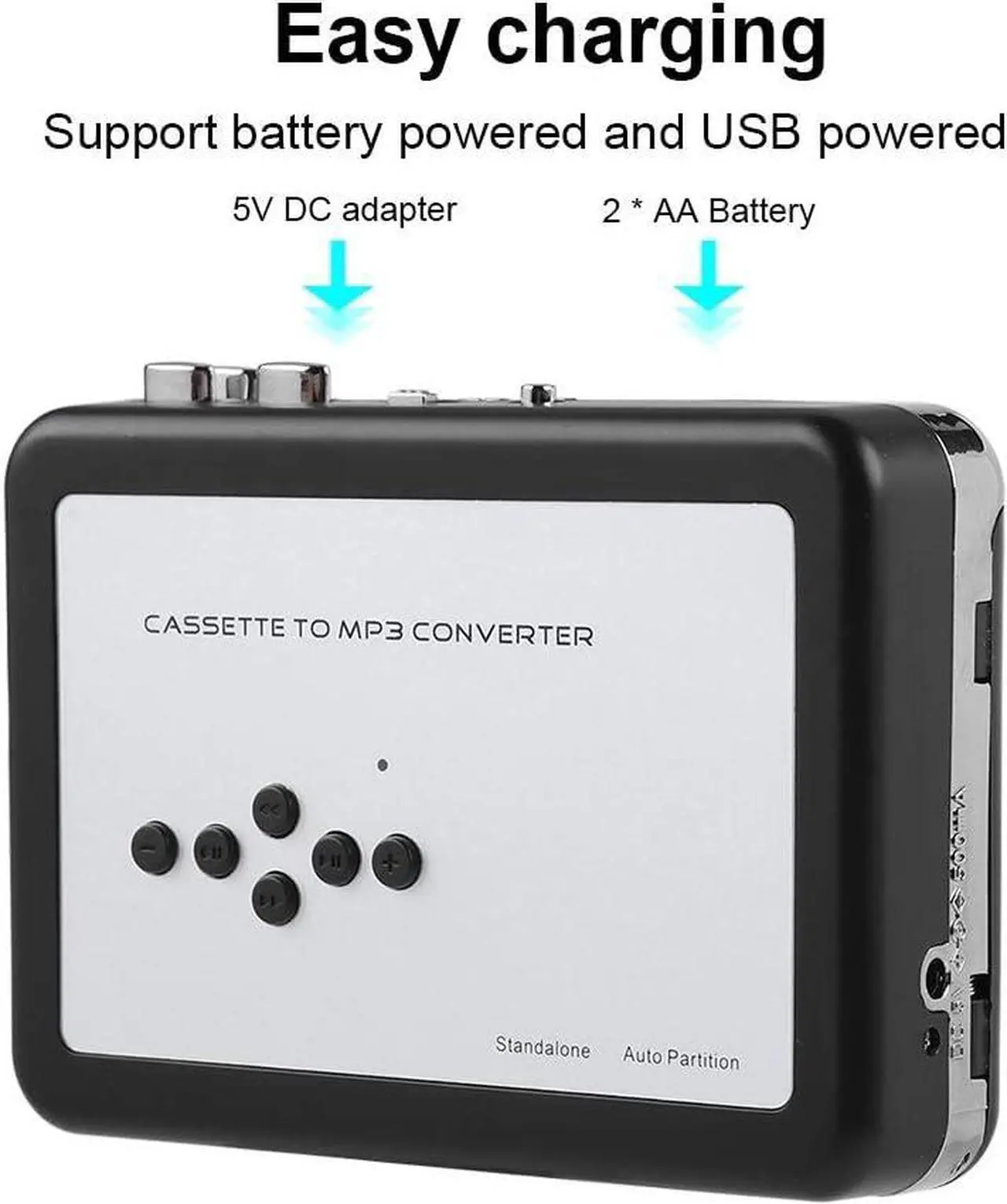 Alt view image 5 of 7 - Cassette to MP3 Converter Portable ABS Tape Player to MP3 Converter USB Flash Drive Capture Audio Music Player for
