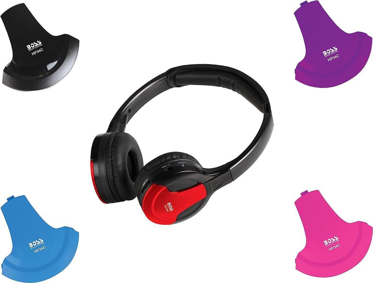 BOSS Audio Systems HP34C Dual Channel Foldable Wireless Headphone, Interchangeable Color Accent Caps